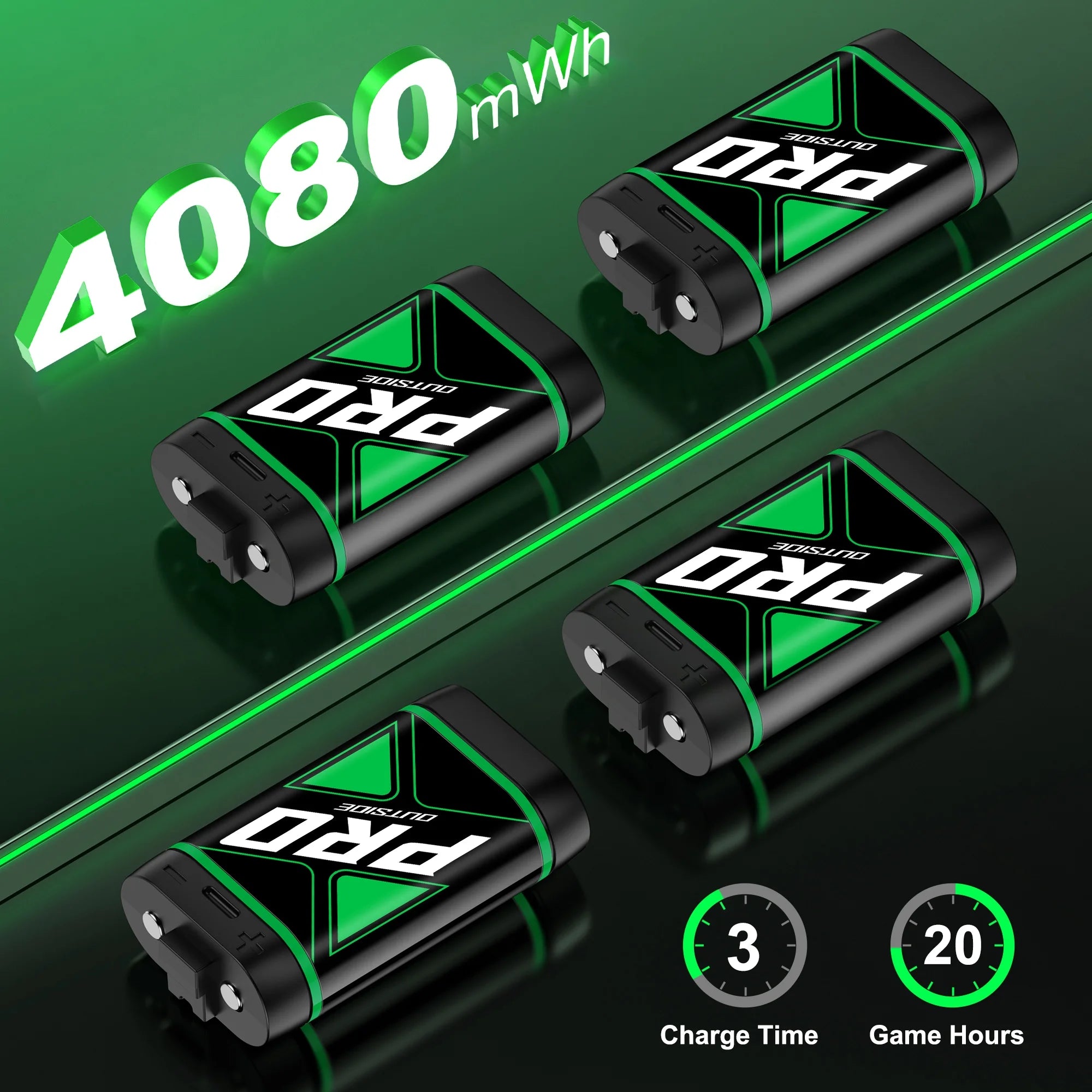 Charger for Xbox Rechargeable Battery Pack, 4 X 4080Mwh Xbox One Controller Battery Packs for Xbox Series X/S/Xbox One/S/X/Elite,Xbox Accessories