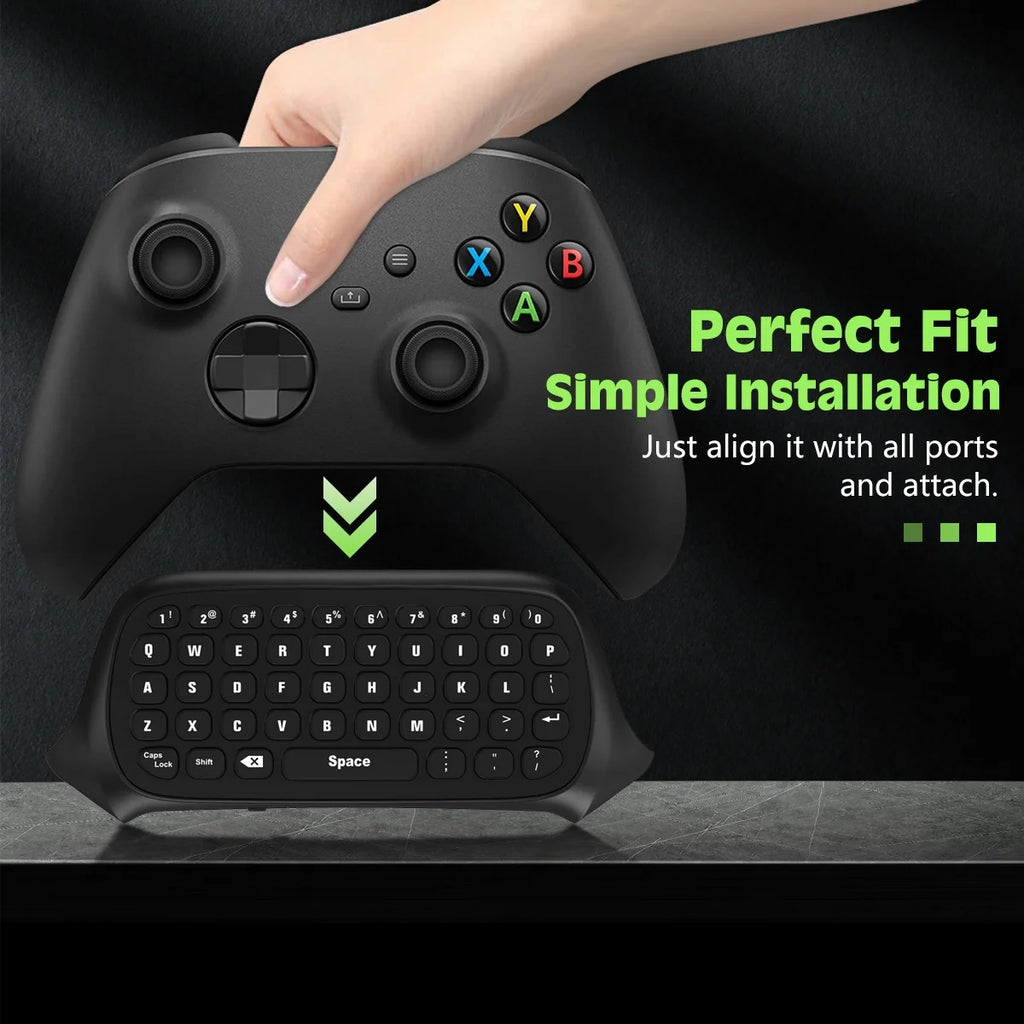 Wireless Keyboard Compatible with Xbox One / Elite, Xbox Series X/S Controller with Headset Audio Jack, 2.4G Receiver Included, Black