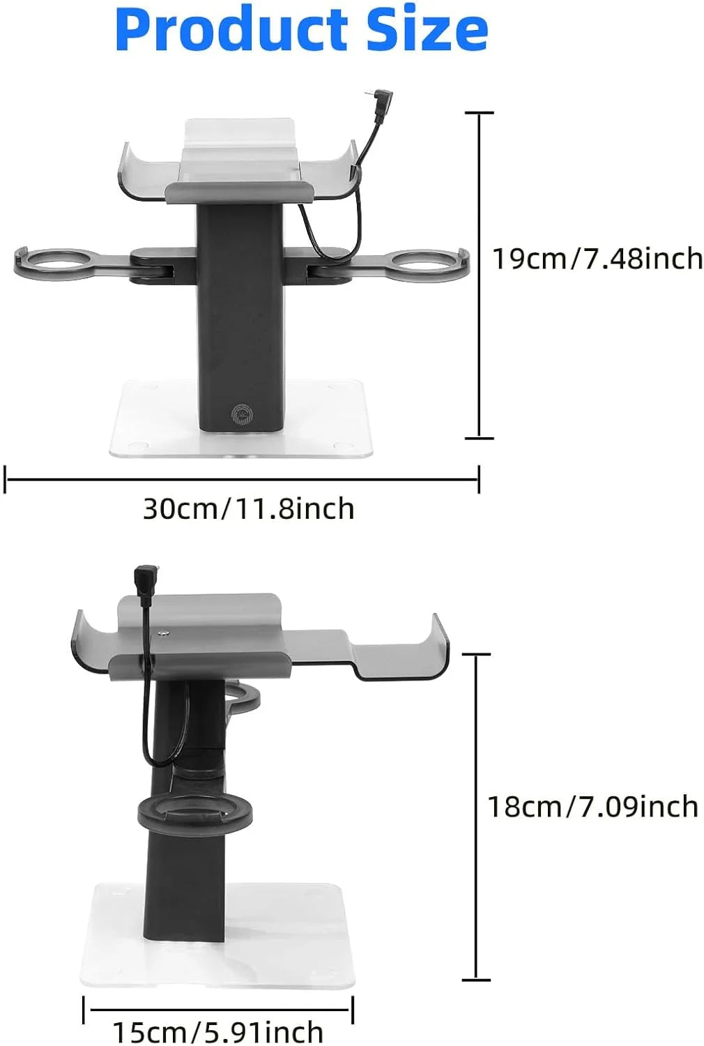 VR Stand Headset Charging Dock for Quest 3S/Quest 3/Quest 2, VR Headset Display Stand and Stable Bracket Storage Base, Bottom RGB LED Light