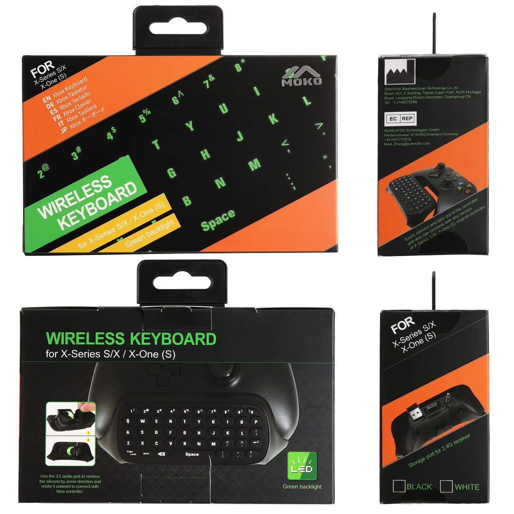 Wireless Keyboard for Xbox One Controller,Xbox Series X/S,Green Backlight Gaming Chatpad Keypad with USB Receiver 3.5Mm Audio Jack,Xbox Accessories for Xbox One/One S/Elite/2 Controller, Black
