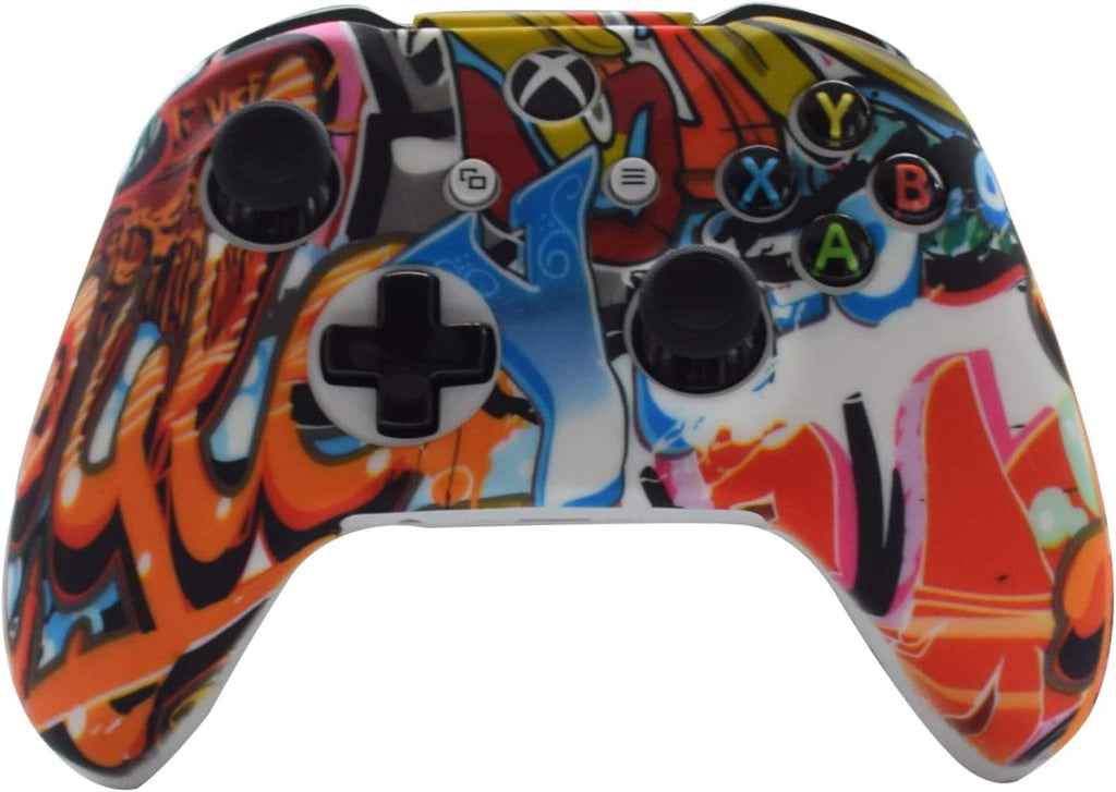 Silicone Gel Cover Skin Protector Kits Compatible with Xbox One/Xbox One S/Xbox One X Controller Video Games(1 X Gel Cover with 8 X Thumb Grip Caps)(White Octopus)