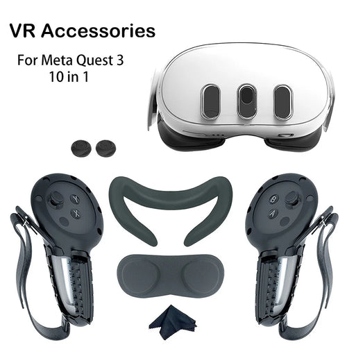 10-In-1 Silicone Protective Cover Set for  VR Controller Grips with Battery Covers, Anti-Slip Accessories for Quest