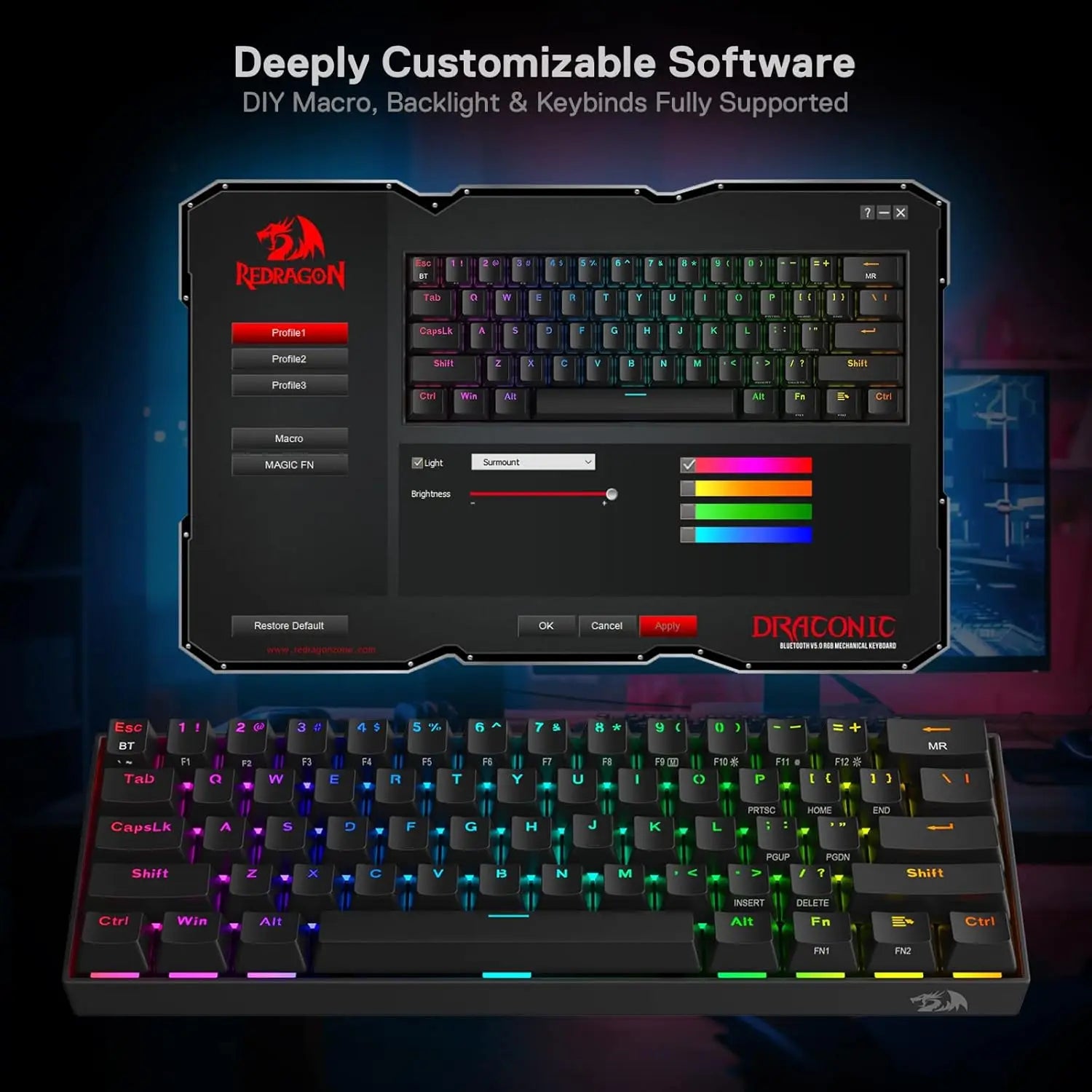 K530 Pro Draconic 60% Wireless RGB 3-Mode Mechanical Keyboard