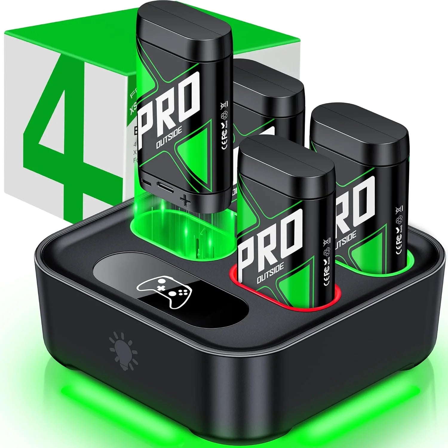 Charger for Xbox Rechargeable Battery Pack, 4 X 4080Mwh Xbox One Controller Battery Packs for Xbox Series X/S/Xbox One/S/X/Elite,Xbox Accessories