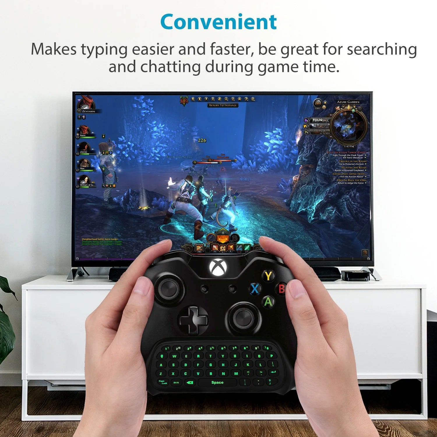 Wireless Keyboard for Xbox One Controller,Xbox Series X/S,Green Backlight Gaming Chatpad Keypad with USB Receiver 3.5Mm Audio Jack,Xbox Accessories for Xbox One/One S/Elite/2 Controller, Black