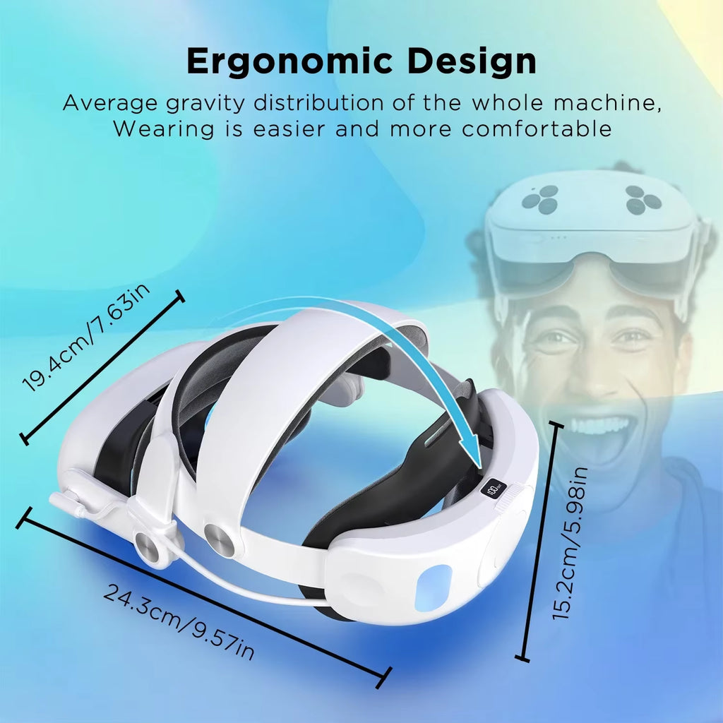 10000Mah Battery Comfort Head Strap for  3/3S Replacement Elite Strap PD18W Charging Enhanced Playtime, Carrying Case