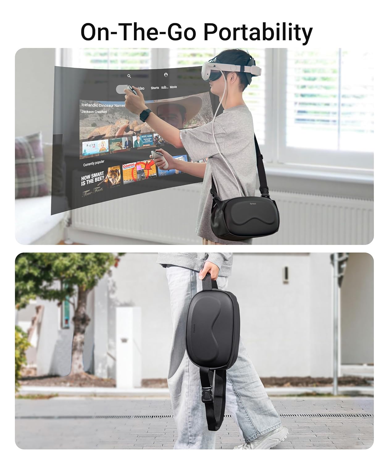 Syntech Carrying Case Compatible with Meta Quest 3S/Quest 3/Oculus Quest 2/Vision Pro, Portable Travel Case with Shoulder Strap for VR Gaming Headset Accessories and Controllers, Crossbody Storage Bag