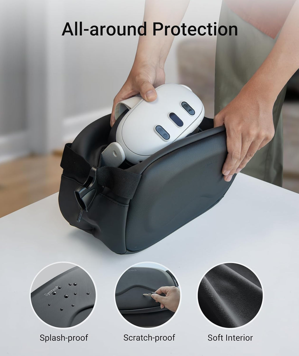 Syntech Carrying Case Compatible with Meta Quest 3S/Quest 3/Oculus Quest 2/Vision Pro, Portable Travel Case with Shoulder Strap for VR Gaming Headset Accessories and Controllers, Crossbody Storage Bag